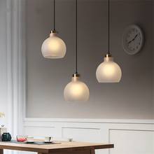 LED Restaurante Luzes Pingente de Vidro Fosco Nórdico Três-cabeça Sala de estar Quarto Candeeiros de Mesa de Bar Luzes Penduradas Cozinha Deco 2024 - compre barato