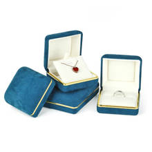 Caja de anillo de propuesta de terciopelo de alta gama, caja de regalo para collar de joyería, caja de almacenamiento de joyería azul con Phnom Penh 2024 - compra barato