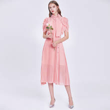NRJ-6F-616-A-6633 подиумное платье 2020 летние женские плиссированные шифоновые платья с коротким рукавом 2024 - купить недорого