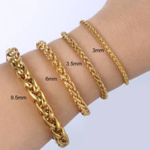 3 4 6 8 10 mm Wide Bracelets For Women Men Unisex Braided Wheat Link Chain Bracelet Gold Color Stainless Steel Jewelry KB501 2024 - buy cheap