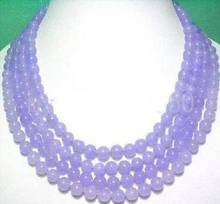 Бесплатная доставка, модное женское 4-рядное ожерелье из натурального лавандового нефрита 2024 - купить недорого