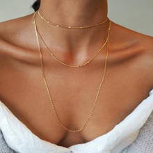 Minimalist Multi-layer Gold Chain Necklace for Women Female Vintage Three Layer Long Sweater Chains Necklaces Jewelry collares 2024 - buy cheap