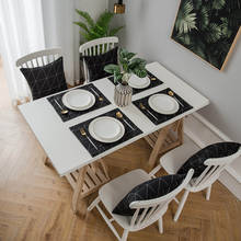Mesa de jantar de linho e algodão, esteira de mesa de jantar com isolamento térmico, suporte para panelas, copos, café, chá, proteção para canecas, preto e branco 2024 - compre barato