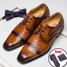 Zapatos Oxford formales de cuero genuino para hombre, zapatos de vestir de Wingtip para boda, Brogues de oficina para hombre, zapatos italianos con cordones 2020 2024 - compra barato