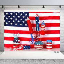 День Независимости Фото фоны виниловая ткань звезды полосы фон с флагами для детей Детские вечерние фотосессии реквизит 2024 - купить недорого