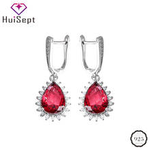 HuiSept Luxury Earrings for Women 925 Silver Jewelry Accessory Water Drop Shape Ruby Zircon Gemstone Wedding Engagement Earring 2024 - buy cheap