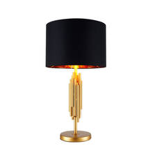 Upmarket Gold Table Lamp With Black Fabric Lampshade Kids Bedside Light Romantic Wedding Bedroom Lighting Hotel Table Lights 2024 - buy cheap