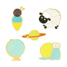 Cartoon Sheep Snail Globe Ice Cream Planet Brooches Ball of Yarn Enamel Pins Bag Lapel Badge Cute Jewelry Gift for Kids Friends 2024 - buy cheap