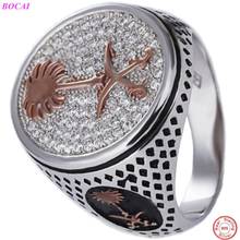BOCAI S925 Sterling Silver Rings for Men 2020 New Jewelry Trendy Inlaid  Zircon Retro Totem Pure Argentum Gem Hand Ornaments 2024 - buy cheap