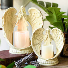 Figuras de anjo de resina criativa, lustre eletrônico, decoração para casa, anjos, presentes de casamento, miniatura 2024 - compre barato
