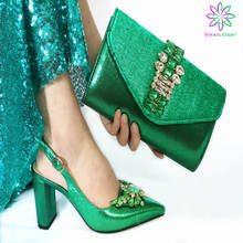 Estilo sexy nigeriano sapato e bolsa conjunto 2020 moda africano sapatos de festa e saco sapatos com correspondência sacos sapatos de festa em verde 2024 - compre barato