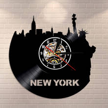 Reloj de pared moderno de EE. UU., reloj de disco de vinilo con Skyline de la ciudad de Nueva York, de viaje, Vintage, LP, Estatua de la libertad, decoración de pared, recuerdo 2024 - compra barato