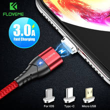 FLOVEME 3A Magnetic Cable For iPhone Lighting Charging Cable Micro USB Type C Fast Charge For Huawei Samsung Xiaomi Wire Cord 2024 - buy cheap