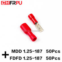 100PCS 4.8mm 22-16AWG FDFD/FDD/MDD1.25-187 Female male Insulated Electrical Crimp Terminal for 0.5-1.5mm2 Cable Wire Connector 2024 - buy cheap