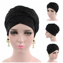 Touca feminina muçulmano, chapéu de miçangas, lenço longo, chapéu interno, chapéu hijabs indiano, turbante islâmico, acessórios para cabelo feminino 2024 - compre barato