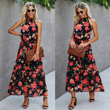 Women Summer dress 2021 new fashion printing hanging neck floral backless dresses trials vestido de mujer ONYLQ212S4152 2024 - buy cheap