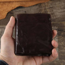 The first layer of handmade cowhide leather inside and outside full leather short wallet male and female students simple couple 2024 - buy cheap