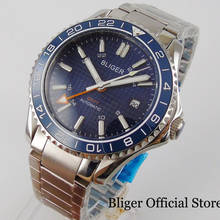 Bliger-novo relógio de pulso masculino, vestimenta masculina, 41mm, pulseira de aço inoxidável com função de data, moldura rotativa, azul/preto 2024 - compre barato