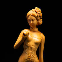 Boxwood-escultura de belleza tradicional china, estatua de chica de madera tallada, decoración del hogar, 17cm 2024 - compra barato