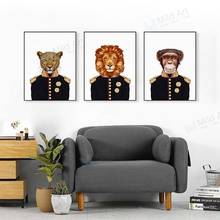 Light Art Simple Cartoon General Lion Commander Leopard Dog Bedroom Children's Room Decoration Poster Painting Canvas Wall Art 2024 - buy cheap