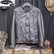 Men Casual Sheepskin Jacket Autumn Winter Slim Short Biker Real Leather Coat Brand Single Breasted Business Outerwear Plus Size 2024 - buy cheap