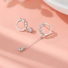 Trendy Simple  Zircon Star Moon Asymmetrical Tassel Earrings For Women Statement Brincos Jewelry 2024 - buy cheap