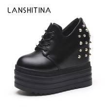 2020 New Women High Platform Shoes Height Increasing 12CM Ladies Sneakers Autumn Rivet Women Shoes Breathable Pu Leather Shoes 2024 - buy cheap