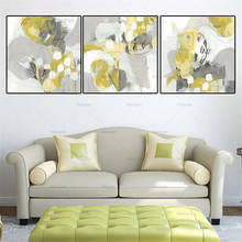 Pintura abstracta de lienzo moderno nórdico para decoración del hogar, arte de pared impreso, póster amarillo de acuarela, imagen decorativa para sala de estar 2024 - compra barato