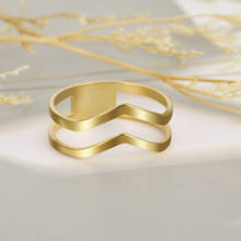 COOLTIME-anillo de acero inoxidable para hombre y mujer, sortija con ondas geométricas simples, Color dorado, regalo de boda y Navidad, 2021 2024 - compra barato