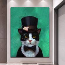 Pinturas en lienzo de caballeros y gatos para decoración del hogar, carteles e impresiones de animales, sala de estar de pared para imágenes artísticas, Cuadros 2024 - compra barato