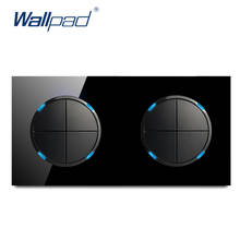 Wallpad 8 gang 2 way aleatório clique botão interruptor de luz parede com indicador led painel vidro cristal 16a 2024 - compre barato