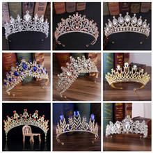 В стиле барокко невесты диадемы «King», «Queen» Свадебные украшения для волос в виде короны с украшением в виде кристаллов свадебная корона на день рождения вечерние Стразы Тиара головной убор 2024 - купить недорого