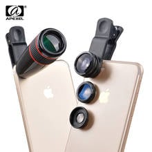 APEXEL 12X Telephoto Telescope Optical Zoom Lens Wide Angle & Macro Fisheye Lens Camera Lens Kit For iPhone 5s 6s 7 Plus Samsung 2024 - buy cheap