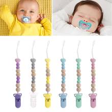 OOTDTY Newborn Wooden Bead Dummy Clip Holder Pacifier Clips Soother Chains Baby Teething Toy  Wholesale Dropshipping 2024 - buy cheap