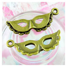 50pcs Charms party mask masquerade 12*31.5MM Antique Bronze Plated Pendants Making DIY Handmade Jewelry 2024 - buy cheap