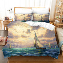 Sail Boat Bedding Set Oil Painting Duvet Cover Sets Figure Comforter Bed Linen Twin Queen King Single Size Dropshipping Gift 2024 - buy cheap