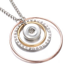 New Snap Jewelry Necklaces Rhinestone Circle Round Snap Button Necklace Fit 18mm Snap Buttons Jewelry Pendant Necklace 2024 - buy cheap