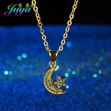 Juya Fashion Religious Islamic Jewelry Supplies Muslim Allah Moon Star Crescent Pendant Necklace For Women Men Prayer Jewelry 2024 - buy cheap