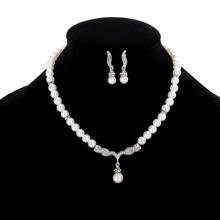 Europeu e americano jóias noiva pérola de cristal com clavícula curta pescoço colar conjunto andearrings versão coreana temperamento 2024 - compre barato