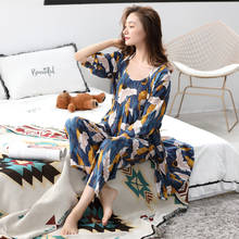 Spring and Autumn Pop 3 Piece Pajamas V-Neck Viscose Printing Sleepwear Womens Luxury Sexy Clothes Loungewear Satin Pajama Set 2024 - compre barato