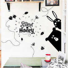 Adesivo de parede preto com desenho de animal, estilo nórdico, adesivo decorativo para crianças, decoração de casa, design artístico, decalque de parede, adesivo de porta 2024 - compre barato