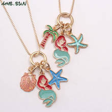 MHS.SUN 1PC fashion cartoon mermaid pendant necklace cute baby kids gold chain necklace starfish choker for girls birthday gift 2024 - buy cheap