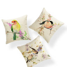 Beautiful Bird Pillowcase Cardinal Bird Parrot Living Room Sofa Decoration Cushion Set Sparrow Flower Polyester Linen Pillow 2024 - buy cheap
