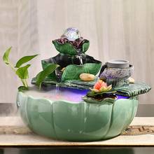 Pecera de cerámica de 220V para decoración del hogar, fuente de agua de interior, Feng Shui de la suerte, adornos de cascada de rocalla, artesanía de regalo 2024 - compra barato