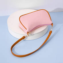 Female Fashion PU Handbag Leather Underarm Pouch Color Splicing Messenger Bag Shoulder Ladies Daily Supplies 2024 - buy cheap