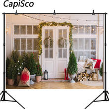 Capisco-Fondo de Navidad para fotografía, puerta de madera, árbol de Navidad, retrato de chico recién nacido, accesorios de estudio para sesión de fotos 2024 - compra barato