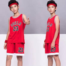 6 цветов, детская спортивная баскетбольная футболка DSKLR 23 детская одежда из полиэстера баскетбольный костюм детский спортивный жилет и шорты черный, красный, белый 2024 - купить недорого