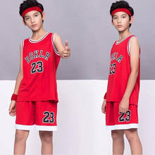 6 colors Kids Sport DSKLR 23 Basketball Jersey,polyester children's wear Basketball suit,child sport Vest shorts Black Red White 2024 - buy cheap