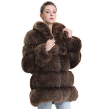 MAOMAOFUR-abrigo clásico de piel de zorro auténtica para mujer, chaquetas de lujo con diseño de tira grande, cuello levantado, piel de zorro auténtica 2024 - compra barato