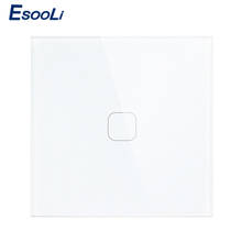 Esooli Padrão DA UE Interruptor de Toque 1 1 Gang Way parede Interruptor de Luz da Tela de Toque Do Painel de Vidro de Cristal Com LED